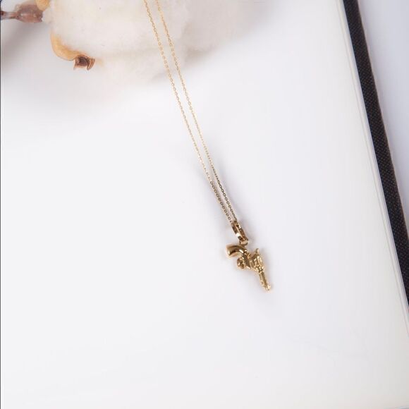 14k Real Gold Revolver Pendant | Birthday Gift | Gold Revolver Charm | Jewelry | - Picture 7 of 8